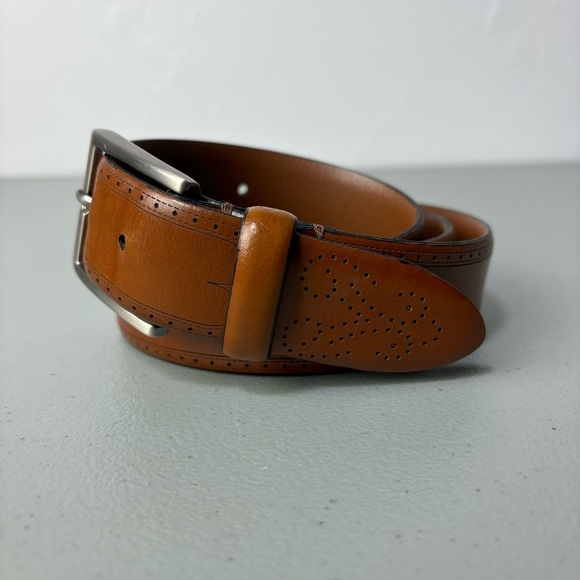 Joseph Abboud Genuine Leather Brown Men's Dress Belt Size 38 Handcrafted Italy - Picture 1 of 10